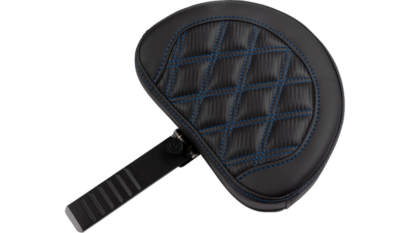 SADDLEMEN RoadSofa™ Seat - with Backrest - Carbon Fiber - Lattice Stitch - Blue Stitch - Touring '23.5-'25