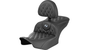 SADDLEMEN RoadSofa™ Seat - w/ Backrest - Carbon Fiber - Latt - Silver