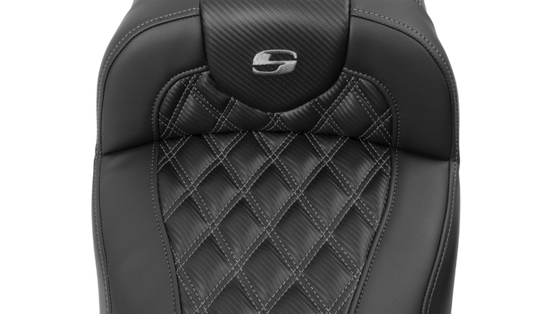 SADDLEMEN Roadsofa™ Extended Reach Seat - without Backrest - Lattice Stitch - Gray Stitch - Touring '23.5-'25