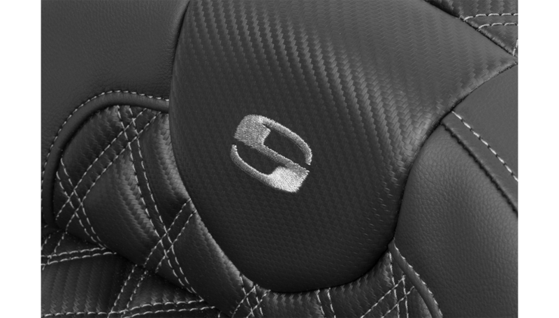 SADDLEMEN Roadsofa™ Extended Reach Seat - without Backrest - Lattice Stitch - Gray Stitch - Touring '23.5-'25