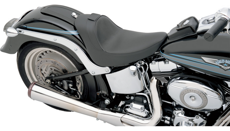 DRAG SPECIALTIES Smooth Solo Solar-Reflective Leather Backrest Compatible Seat - Black - Softail '06-'17