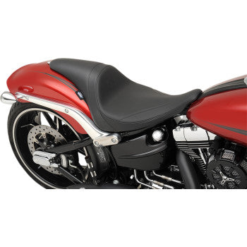 DRAG SPECIALTIES Predator Low Profile Mild Stitch Solar-Reflective Leather Seat - Black - Softail '13-'17