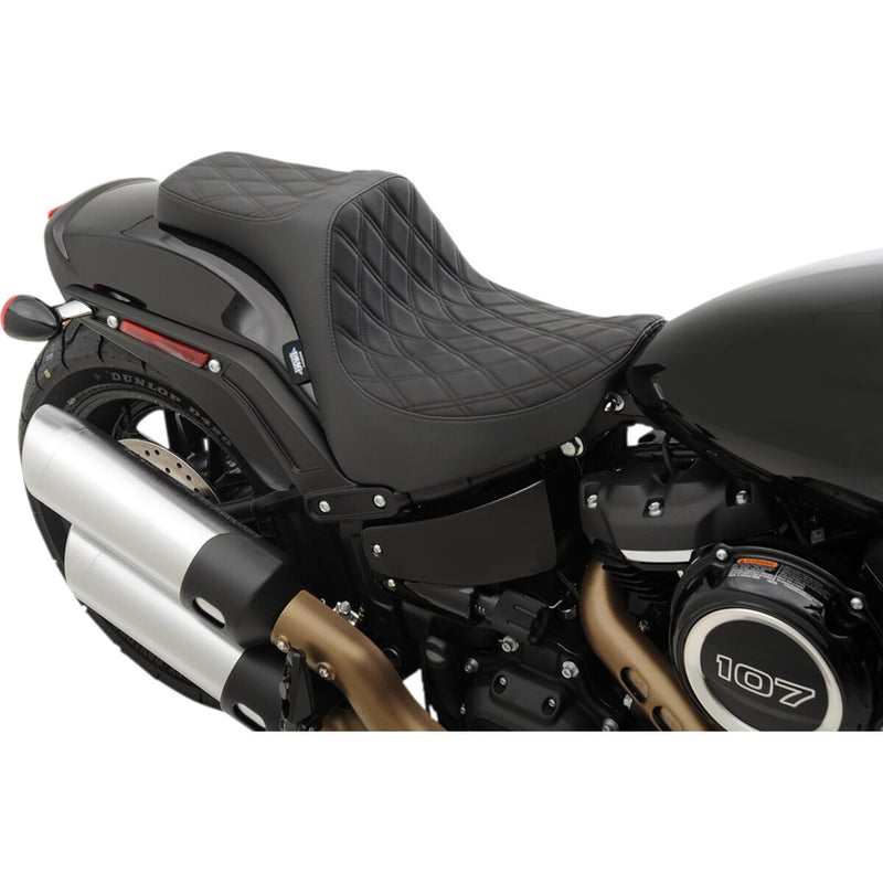 DRAG SPECIALTIES Predator III Double Diamond Black Stitch Vinyl Seat - Black - Softail '18-'23