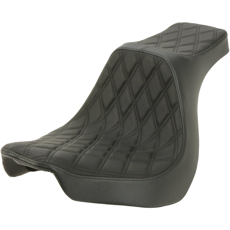 DRAG SPECIALTIES Predator III Double Diamond Black Stitch Vinyl Seat - Black - Softail '18-'25