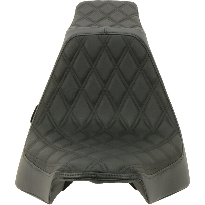 DRAG SPECIALTIES Predator III Double Diamond Black Stitch Vinyl Seat - Black - Softail '18-'25