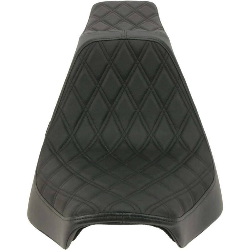 DRAG SPECIALTIES Predator III Double Diamond Black Stitch Vinyl Seat - Black - Softail '18-'22