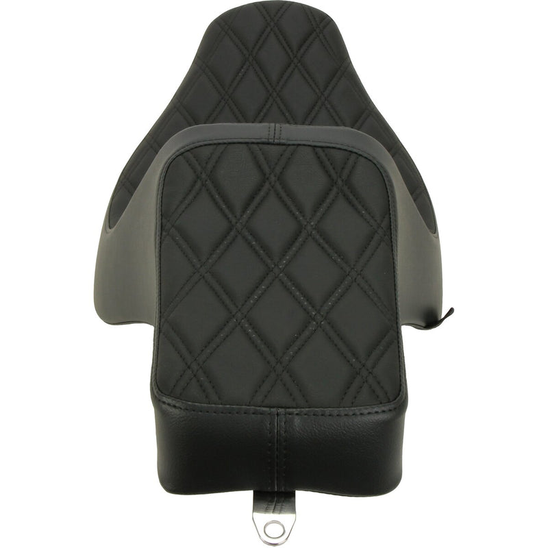DRAG SPECIALTIES Predator III Double Diamond Black Stitch Vinyl Seat - Black - Softail '18-'22
