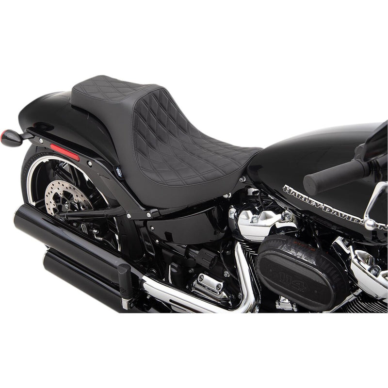 DRAG SPECIALTIES Predator III Double Diamond Black Stitch Vinyl Seat - Black - Softail '18-'22