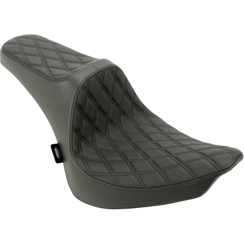 DRAG SPECIALTIES Predator III Double Diamond Black Stitch Vinyl Seat - Black - Softail '00-'17