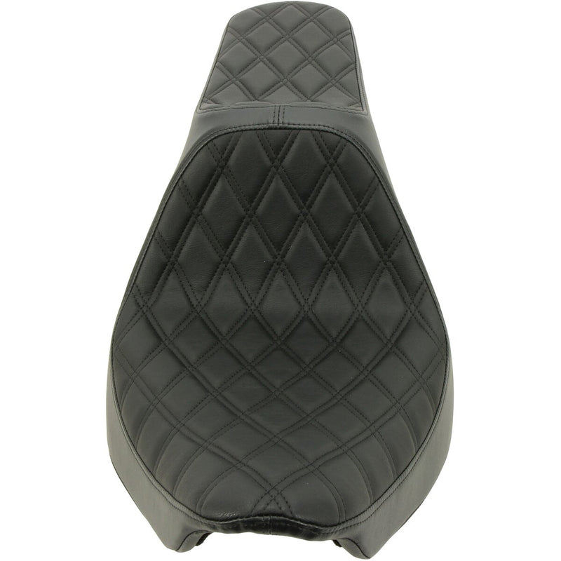 DRAG SPECIALTIES Predator III Double Diamond Black Stitch Vinyl Seat - Black - Softail '00-'17