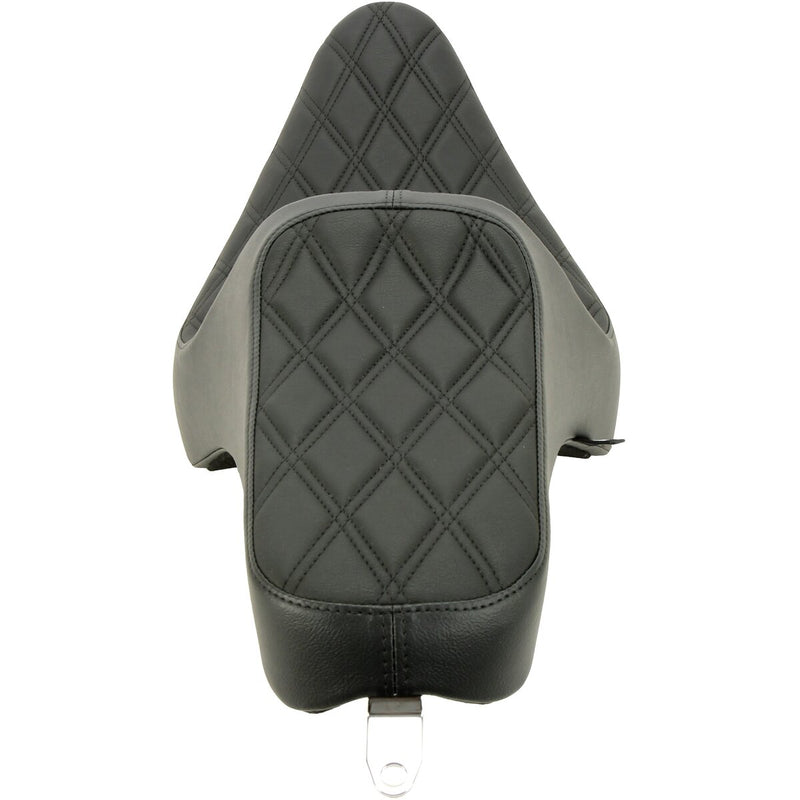 DRAG SPECIALTIES Predator III Double Diamond Black Stitch Vinyl Seat - Black - Softail '00-'17