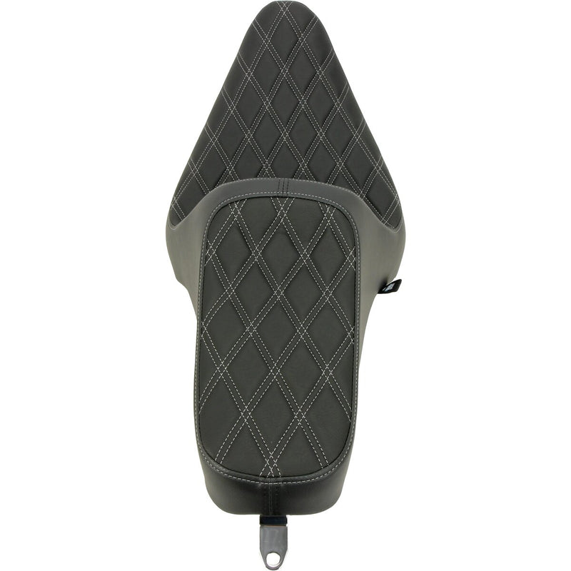 DRAG SPECIALTIES Predator III Double Diamond Silver Stitch Vinyl Seat - Black - Softail '00-'17