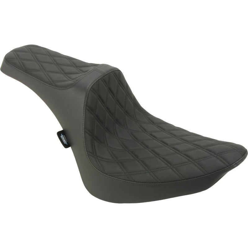 DRAG SPECIALTIES Predator III Double Diamond Black Stitch Vinyl Seat - Black - Softail '84-'99