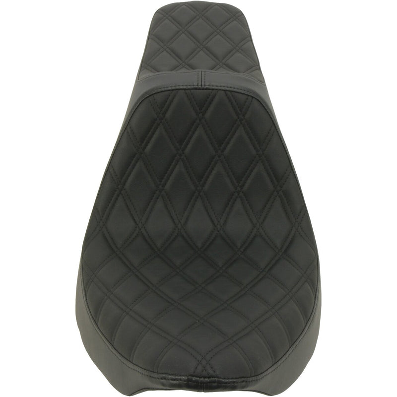 DRAG SPECIALTIES Predator III Double Diamond Black Stitch Vinyl Seat - Black - Softail '84-'99