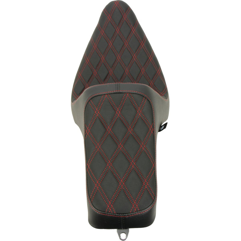 DRAG SPECIALTIES Predator III Double Diamond Red Stitch Vinyl Seat - Black - Softail '84-'99
