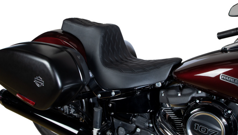 DRAG SPECIALTIES Predator III Double Diamond Black Stitch Vinyl Seat - Black - Softail '18-'23