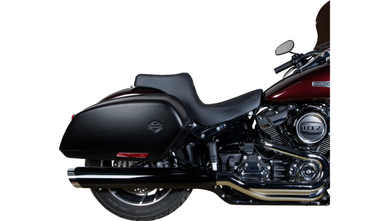 DRAG SPECIALTIES Predator III Double Diamond Black Stitch Vinyl Seat - Black - Softail '18-'23