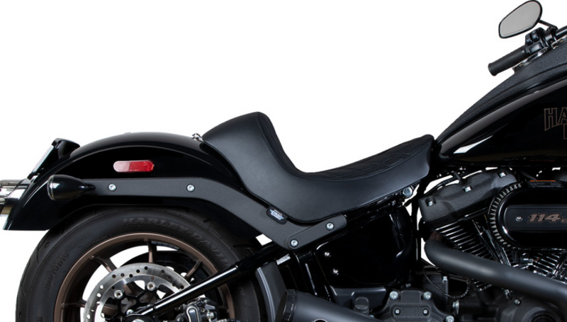 DRAG SPECIALTIES Solo Double Diamond Black Stitch Vinyl Seat - Black - Softail '18-'23