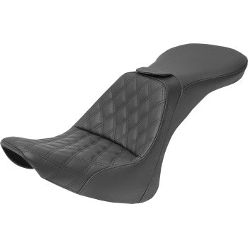 SADDLEMEN Explorer Seat - With Backrest - Lattice Stitched - Black - Softail '06-'17