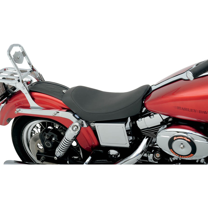 DRAG SPECIALTIES Low-Profile Smooth Solo Solar-reflective Leather Seat - Black - Dyna '96-'03