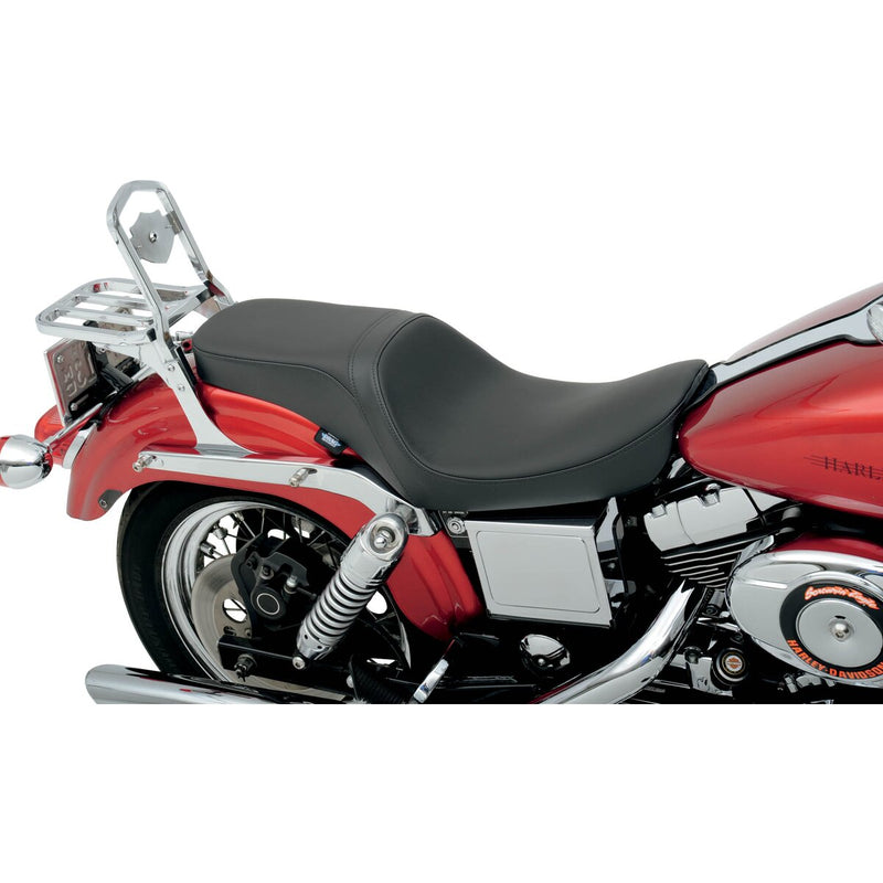 DRAG SPECIALTIES Predator 2-Up Smooth Solar-reflective Leather Seat - Black - Dyna '96-'03