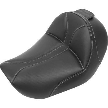 SADDLEMEN Dominator Solo Seat - w/o Backrest - Black w/ Silver Stitching - Dyna '06-'17