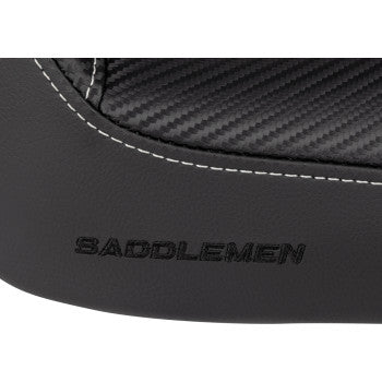 SADDLEMEN Dominator Solo Seat - w/o Backrest- Black Carbon Fiber w/ Gray Stitching - Dyna '96-'03