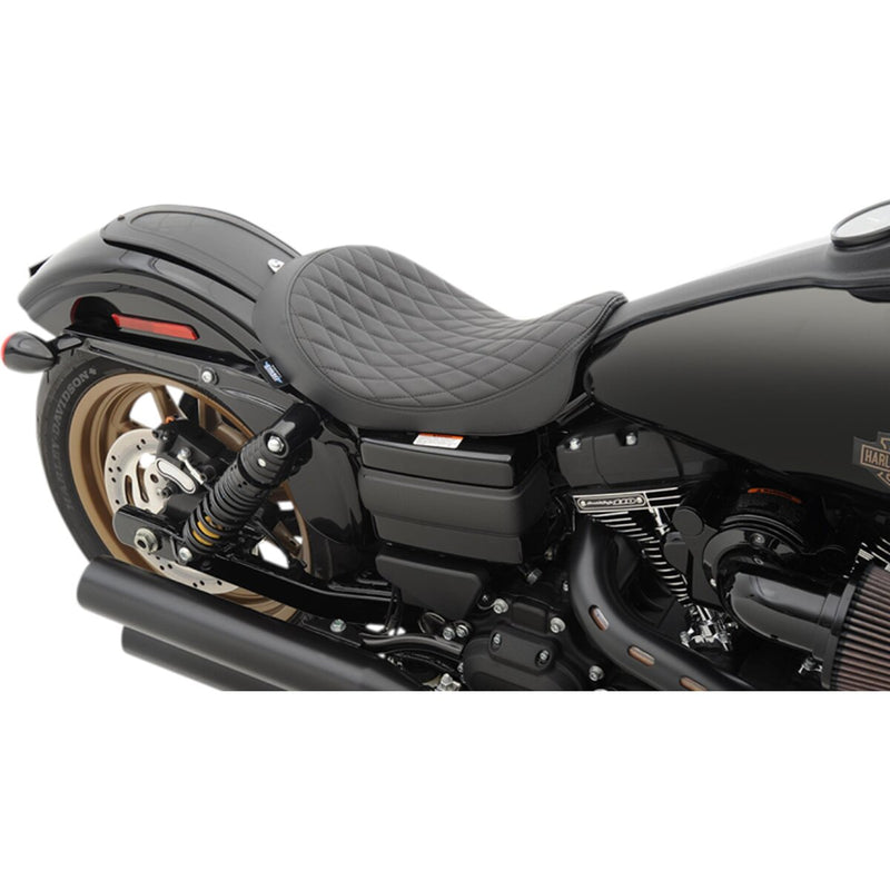 DRAG SPECIALTIES Low Profile Solo Diamond Stitch Solar-Reflective Leather Seat - Black - Dyna '06-'17
