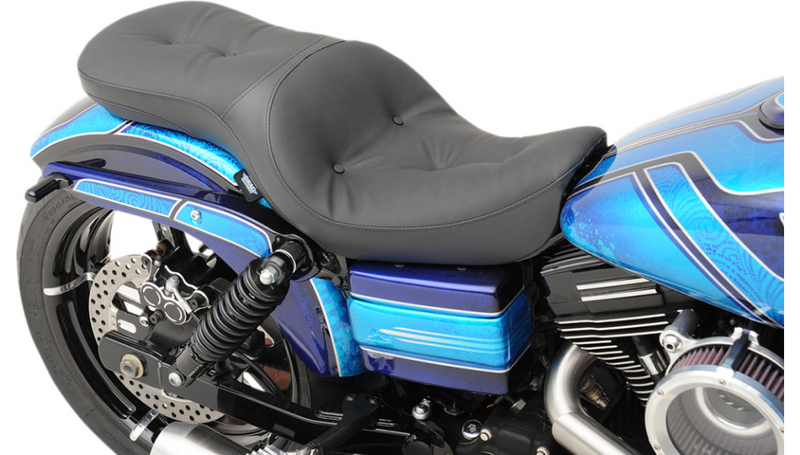 DRAG SPECIALTIES Low Profile Touring Pillow Solar-Reflective Leather Seat - Black - Dyna '06-'17