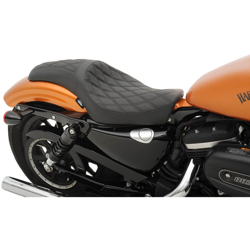 DRAG SPECIALTIES Predator Double Diamond Black Stitch Vinyl Seat - Black - Sportster '10-'22