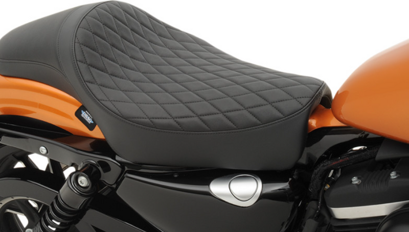 DRAG SPECIALTIES Predator Extended Reach Diamond Black Stitch Vinyl Seat - Black - Sportster '04-'22
