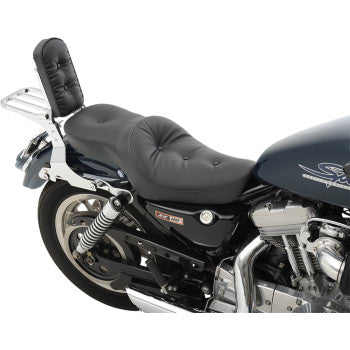 DRAG SPECIALTIES Low-Profile Double Bucket 2-Up Pillow Vinyl Seat - Black - Sportster '82-'03