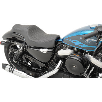 DRAG SPECIALTIES Caballero Diamond Stitch Solar Reflective Leather Seat - Black - Sportster '04-'22