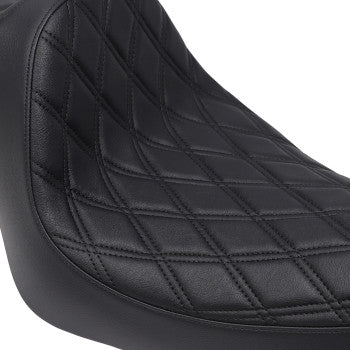 DRAG SPECIALTIES Predator III Double Diamond Black Stitch Vinyl Seat - Black - Sportster '04-'22
