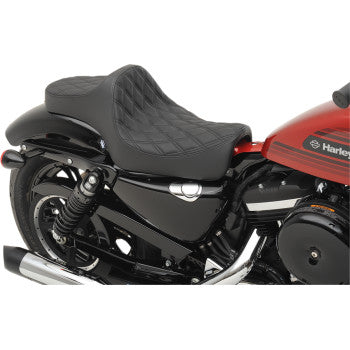 DRAG SPECIALTIES Predator III Double Diamond Black Stitch Vinyl Seat - Black - Sportster '04-'22