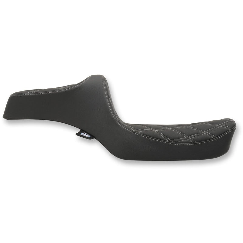 DRAG SPECIALTIES Predator III Double Diamond Silver Stitch Vinyl Seat - Black - Sportster '82-'03
