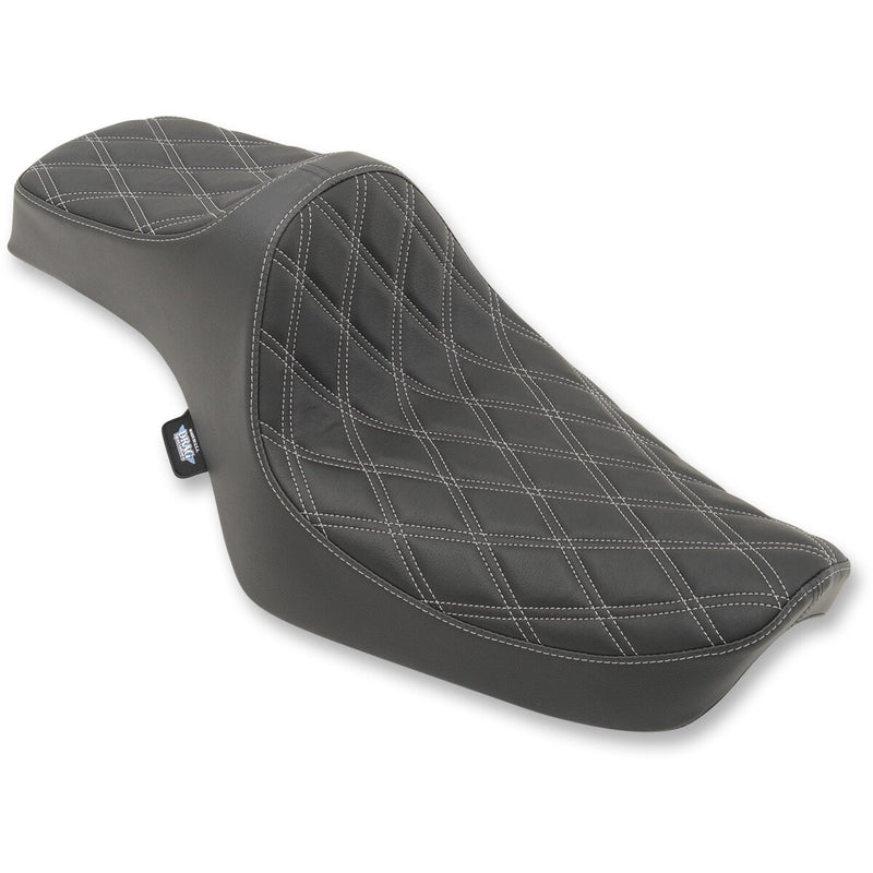 DRAG SPECIALTIES Predator III Double Diamond Silver Stitch Vinyl Seat - Black - Sportster '82-'03