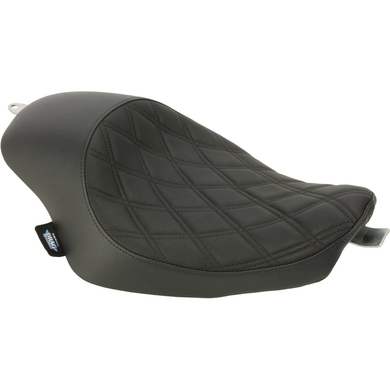 DRAG SPECIALTIES 3/4 Double Diamond Black Stitch Solo Vinyl Seat - Black - Sportster '04-'22