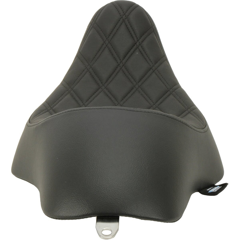 DRAG SPECIALTIES 3/4 Double Diamond Black Stitch Solo Vinyl Seat - Black - Sportster '04-'22