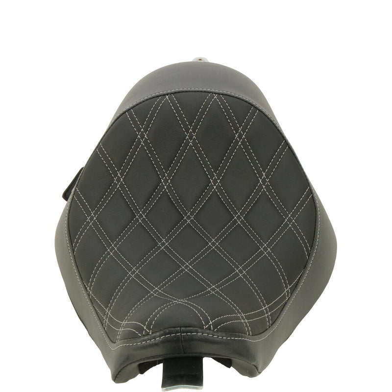 DRAG SPECIALTIES 3/4 Double Diamond Silver Stitch Solo Vinyl Seat - Black - Sportster '04-'22