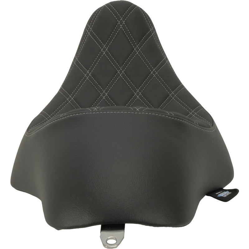 DRAG SPECIALTIES 3/4 Double Diamond Silver Stitch Solo Vinyl Seat - Black - Sportster '04-'22