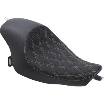 DRAG SPECIALTIES 3/4 Solo Seat - Double Diamond - Silver Stitch - Vinyl - XL '04-'22