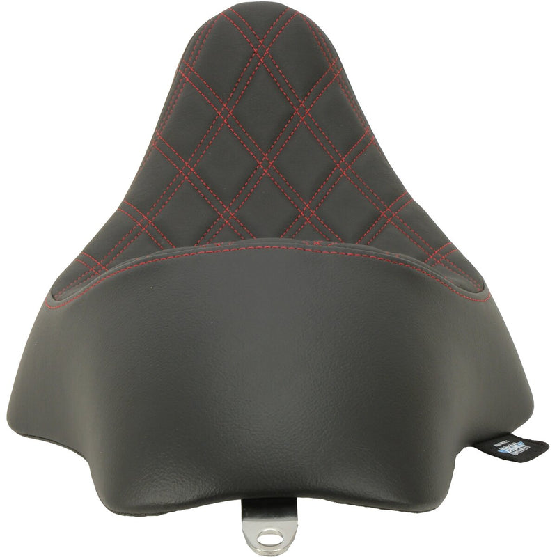 DRAG SPECIALTIES 3/4 Double Diamond Red Stitch Solo Vinyl Seat - Black - Sportster '04-'22