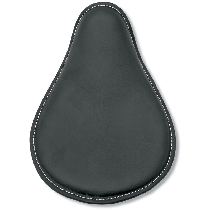 DRAG SPECIALTIES Seat - Spring Solo - Low-Profile - Small - Black Leather / White Stitching