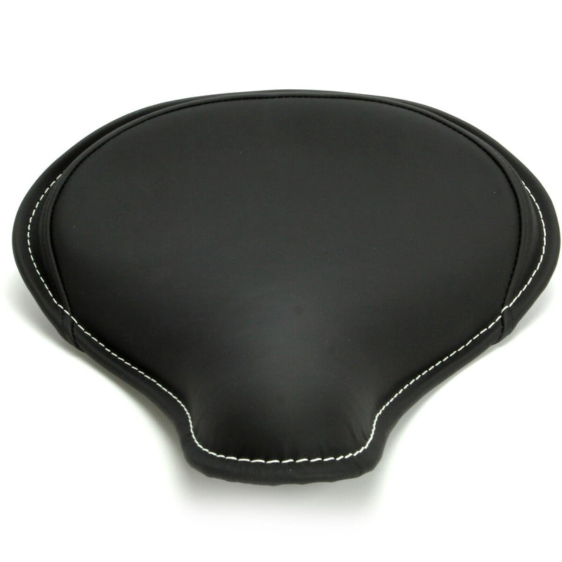 DRAG SPECIALTIES Seat - Spring Solo - Large - Black Solar-Reflective Leather / White Perimeter Stitch