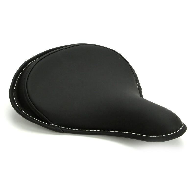 DRAG SPECIALTIES Seat - Spring Solo - Large - Black Solar-Reflective Leather / White Perimeter Stitch