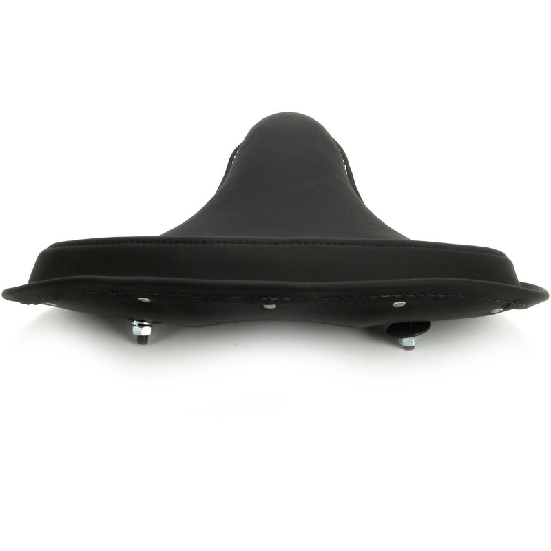 DRAG SPECIALTIES Seat - Spring Solo - Large - Black Solar-Reflective Leather / White Perimeter Stitch