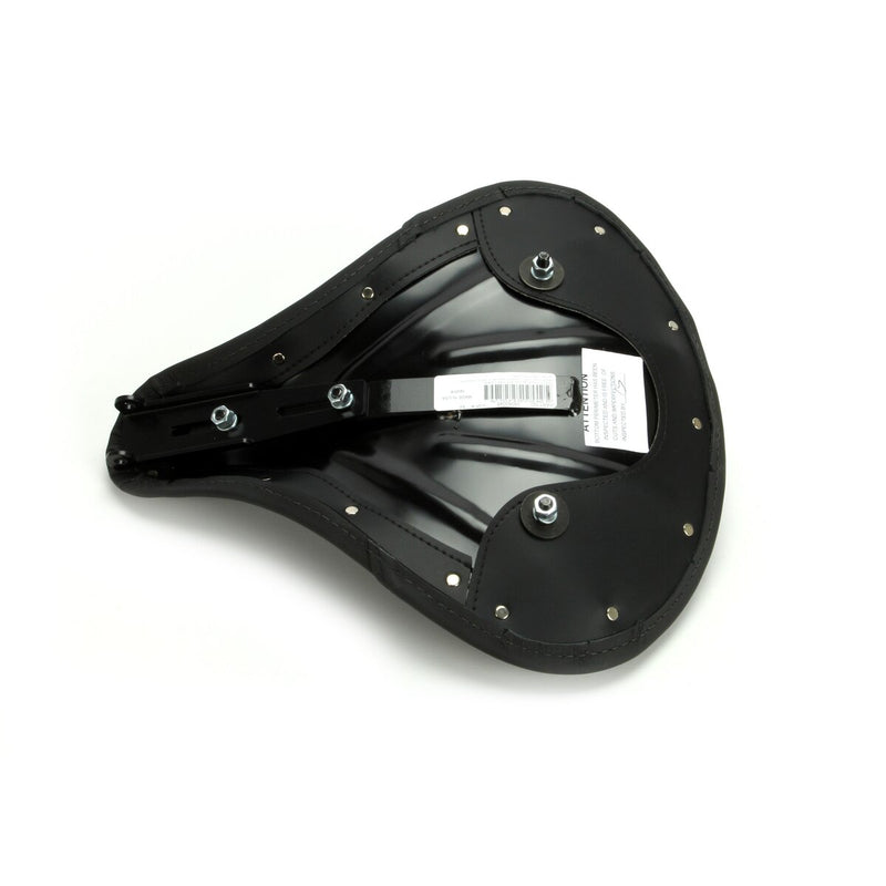 DRAG SPECIALTIES Seat - Spring Solo - Large - Black Solar-Reflective Leather / White Perimeter Stitch