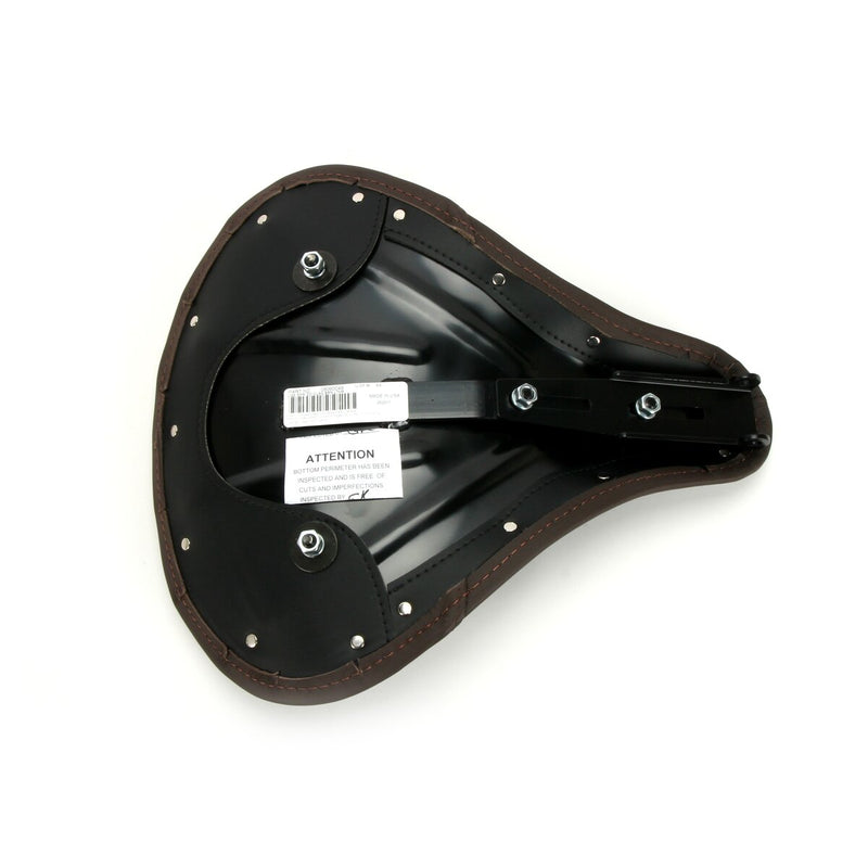 DRAG SPECIALTIES Seat - Spring Solo - Large - Brown Leather/Perimeter Stitch