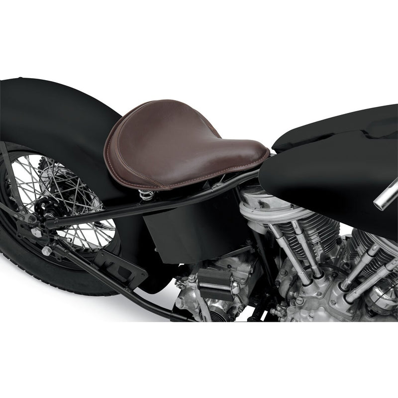 DRAG SPECIALTIES Seat - Spring Solo - Large - Brown Leather/Perimeter Stitch